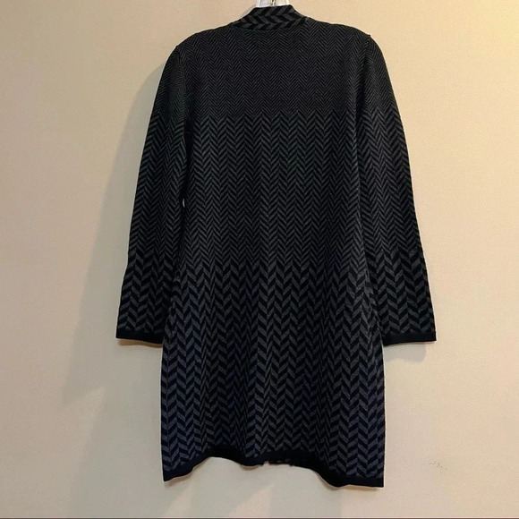 Soft Surroundings Womans Herringbone Wool Blend Cardigan Sweater Black Gray Med - Picture 5 of 8